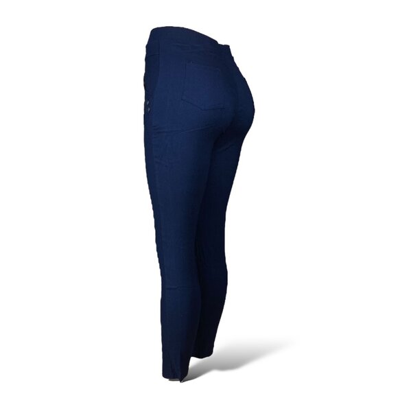 Women's High Waisted Jeggings Stretchy Skinny Pants Jeans Leggings | Navy - Picture 3 of 5